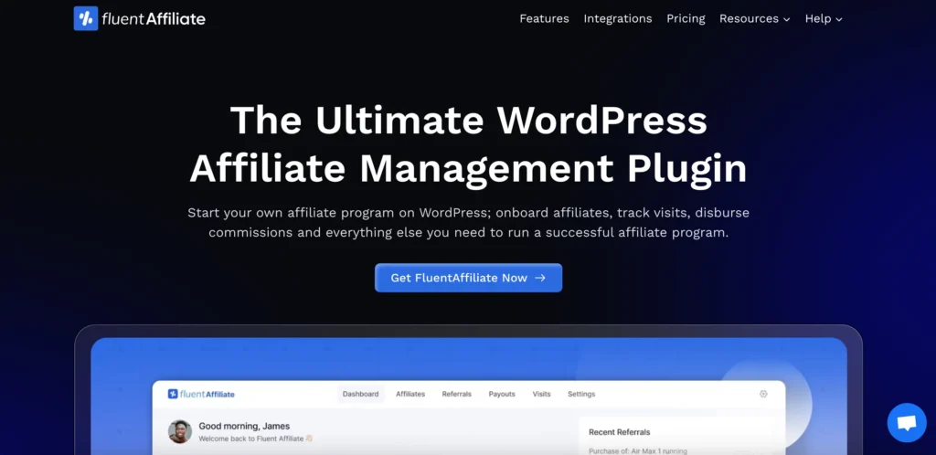 fluentaffiliate homepage